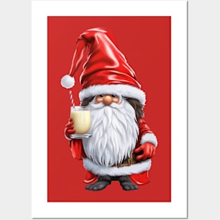 Norwegian Elf Nisse Gnome Gonk Holding A Glass Of Egg Nog Posters and Art